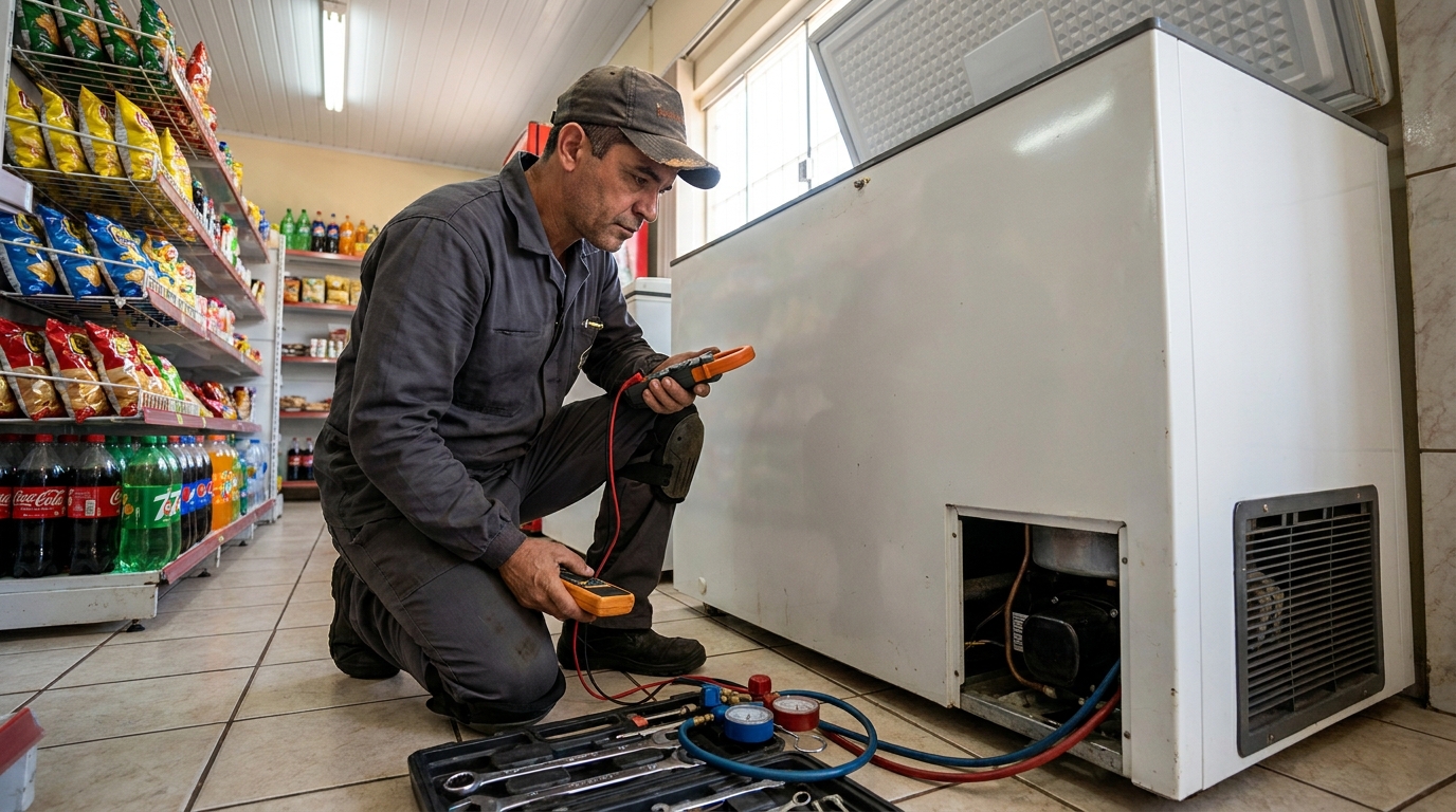 Reparo na placa eletrônica do freezer em Interlagos, Governador Valadares‑MG
